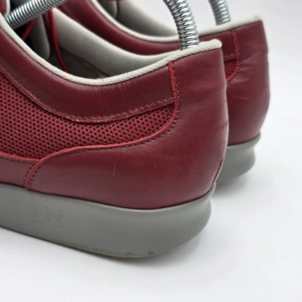SAS Mesh Walking Shoes Sneakers Womens Size 11 W Red Leather Orthotic SEE PHOTOS